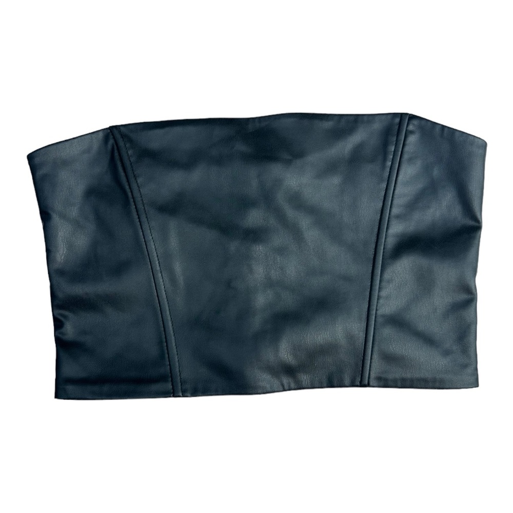 Zara Black Leather Corset Crop Top // Size M